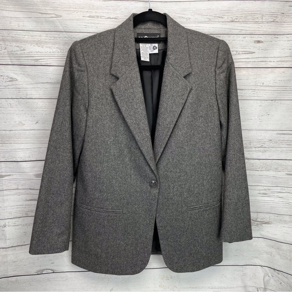 🍁 Vintage Sag Harbor Petite Woolmark Blend Blazer Jacket Coat sz 6